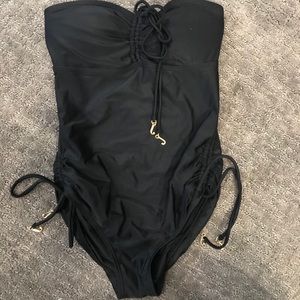 Juicy Couture black one-piece ruched swimsuit
